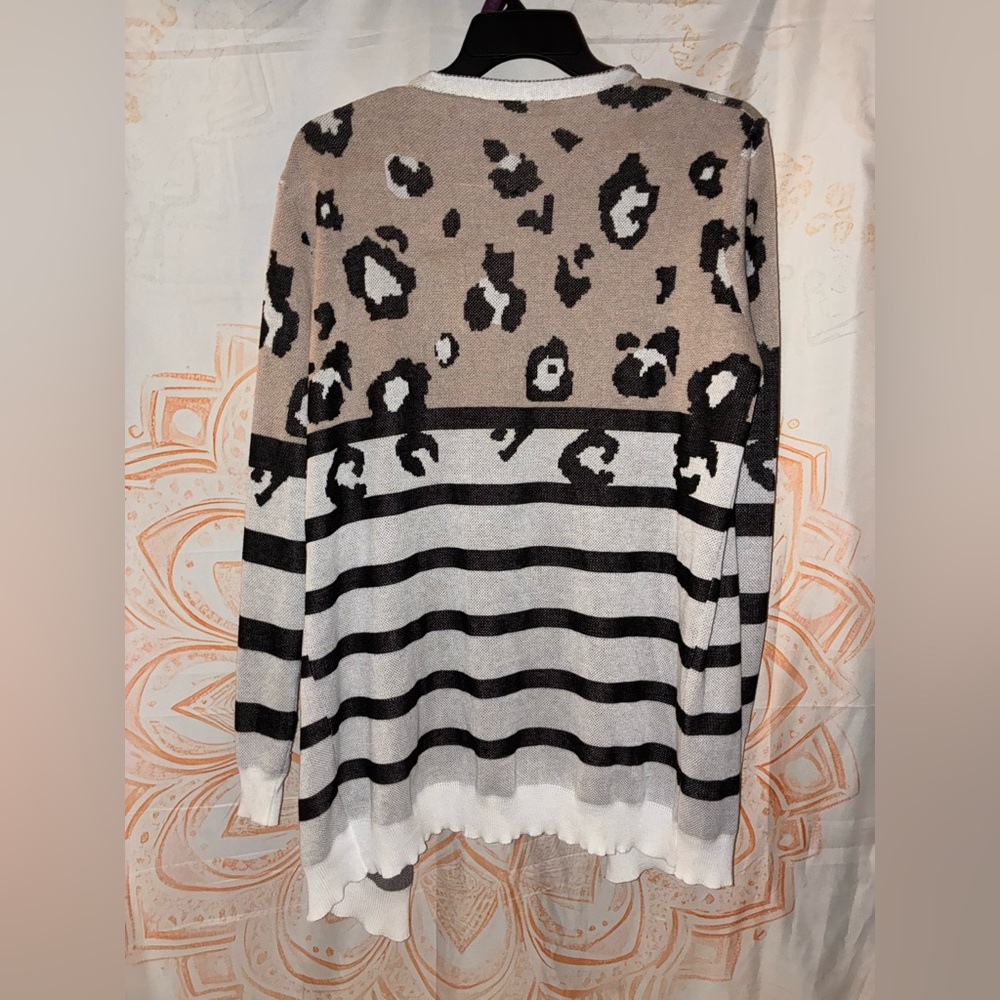 Bundle Alert: A Leopard Print Open Front Cardigan w/ a Mint Green Cardigan - Picture 4 of 14